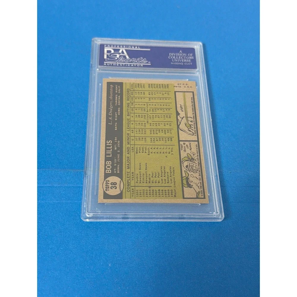 1961 Topps Bob Lillis #38 LA Dodgers Shortstop PSA 8 NM-MT Baseball Card